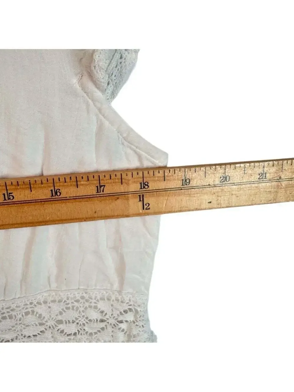 April Cornell Embroidered Dress Small White Cap Sleeve Lace Trim Boho Summer